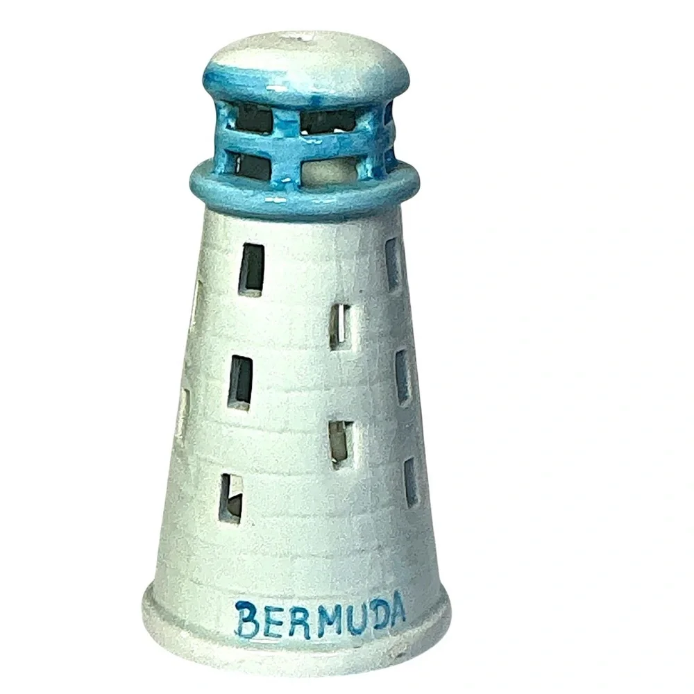 Bermuda Trader Lighthouse Tea Light Ceramic Candle Holder Decorative Blue White - Picture 2 of 16